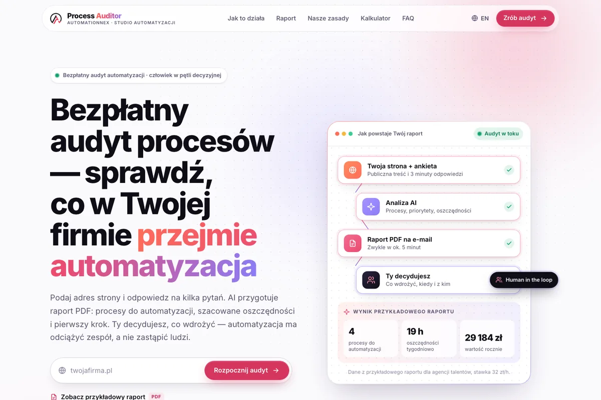 Process Auditor home page — screenshot