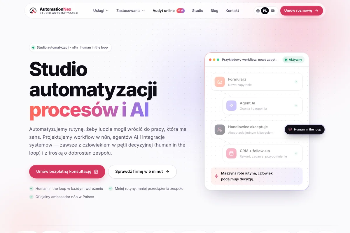 AutomationNex home page — screenshot