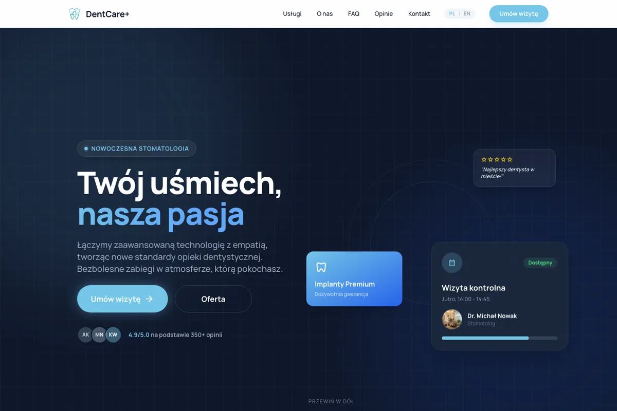 DentCare+ home page — screenshot