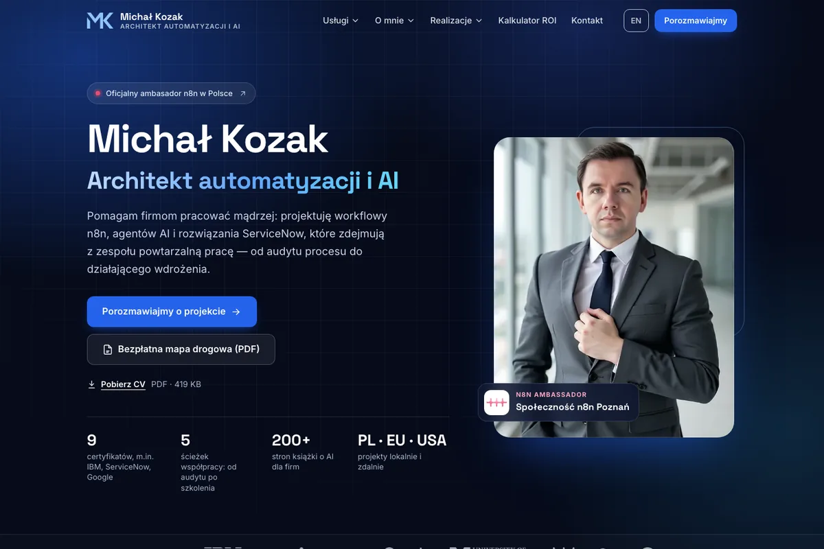 kozakmichal.pl home page — screenshot