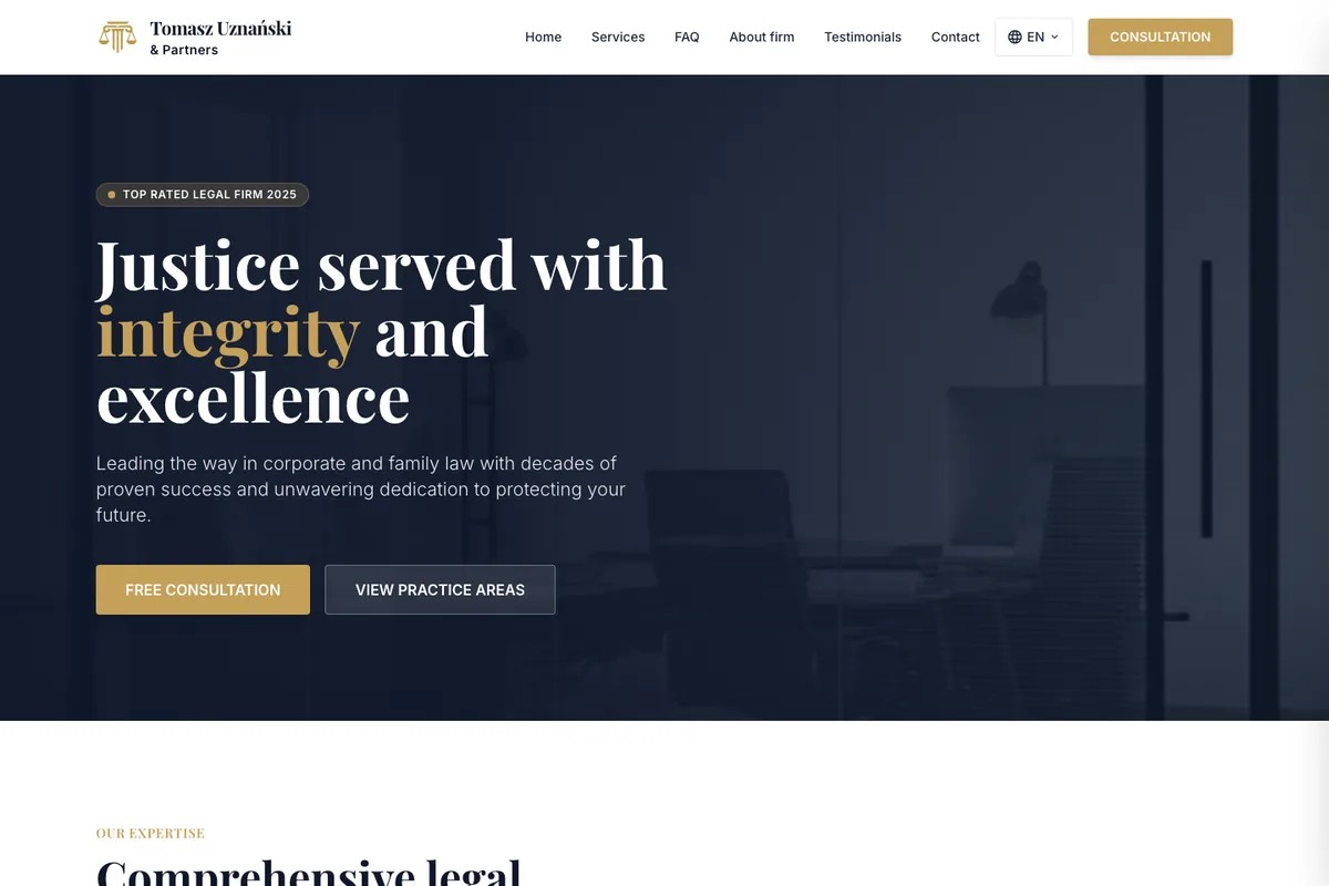 Tomasz Uznański & Partners home page — screenshot